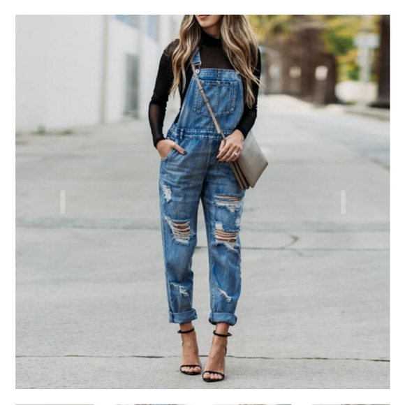 Zara Pants - Bardot Denim Rugged Dungaree Jumpsuit